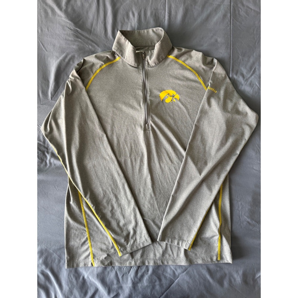 Columbia Iowa Hawkeyes Quarter Zip Mens Medium Gray Excellent NCAA Pullover